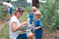 Pic of mom mom with kids in blueberries 